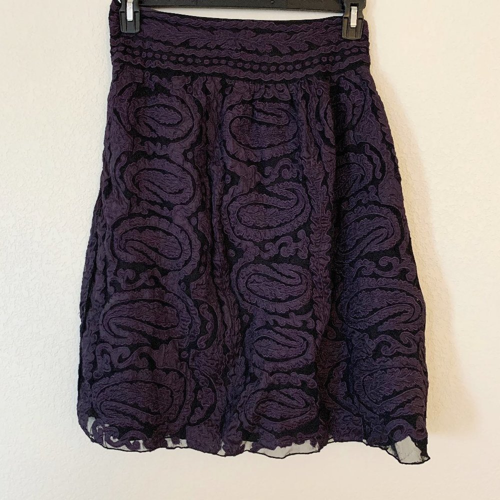 Anthropologie Odille Applique Purple Skirt
